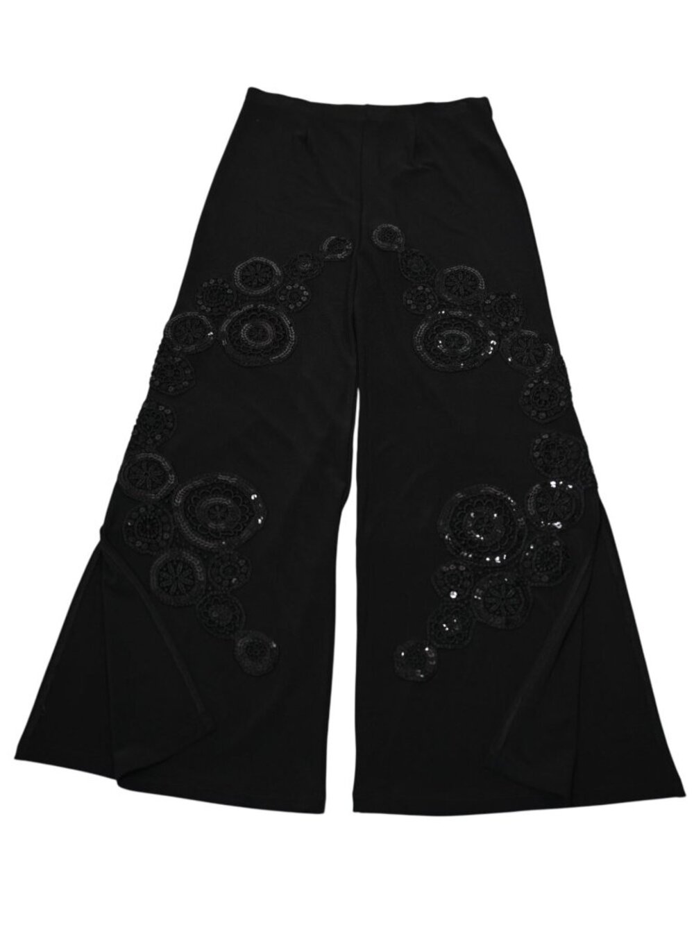 Sagaie Vintage France Sequin Embroidered Paillette Pants in Black